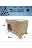 MELADA Kadima Kedi Evi Dış Ortam Uygun Ahşap Kedi Evi OSB Minderli 61x41x36 cm - 5