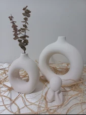 İKİLİ DONUT VAZO MUMLUK BEYAZ thumbnail 2