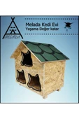 MELADA Kedi Evi Dış Ortam Uygun Ahşap Kedi Evi OSB 58x58x40 cm - 2
