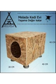 MELADA Kedi Evi Dış Ortam Uygun Ahşap Kedi Evi OSB Plastik Ayak 40x40x30 cm - 1