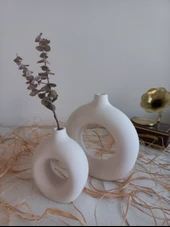 İKİLİ DONUT VAZO MUMLUK BEYAZ thumbnail 4