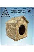 MELADA Kedi Evi Dış Ortam Uygun Ahşap Kedi Evi OSB 39x32x30 cm - 5