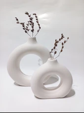 İKİLİ DONUT VAZO MUMLUK BEYAZ thumbnail 1