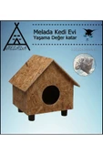 MELADA Kedi Evi Dış Ortam Uygun Ahşap Kedi Evi OSB 44x36x32 cm - 3