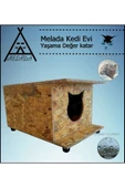 MELADA Kedi Evi Dış Ortam Uygun Ahşap Kedi Evi OSB 47x36x25 cm - 2