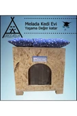 MELADA Kedi Evi Dış Ortam Uygun Ahşap Kedi Evi OSB Minderli 40x37x34 cm - 2