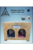 MELADA Kedi Evi Dış Ortam Uygun Ahşap Kedi Evi Double OSB Minderli 61x41x36 cm - 1