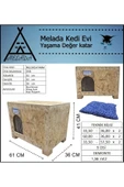 MELADA Kadima Kedi Evi Dış Ortam Uygun Ahşap Kedi Evi OSB Minderli 61x41x36 cm - 6
