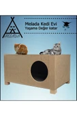 MELADA Kedi Evi Dış Ortam Uygun Ahşap Kedi Evi 57x40x28 cm - 4