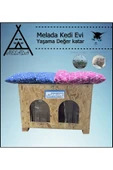 MELADA Kedi Evi Dış Ortam Uygun Ahşap Kedi Evi Double OSB Minderli 61x41x36 cm - 2