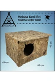 MELADA Kedi Evi Dış Ortam Uygun Ahşap Kedi Evi OSB 60x45x40 cm - 3
