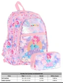 Kaukko Kids Kız Çocuk Okul Çantası ve Üç Bölmeli Kalemlik Seti (Pembe Mavi - Pullu Denizkızı) - (L5217+L8217) thumbnail 2