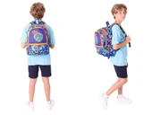 Kaukko Erkek Çocuk Dört Gözlü Okul Çantası ve Üç Gözlü Kalem Çantası Seti - Lacivert Turuncu - Futbol Topu (L5269+L8269) thumbnail 3