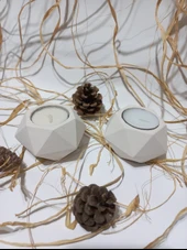 KÜÇÜK ALTIGEN İKİLİ MUMLUK BEYAZ thumbnail 1