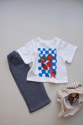 Domates Baskılı T-shirt Müslin Pantolon Takım thumbnail 11