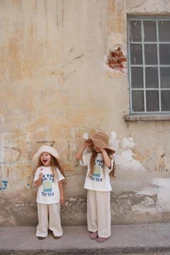 Güneş Baskılı T-shirt Müslin Pantolon Takım - 4