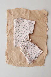 Renkli Çiçek Baskılı Waffle Şort Takım thumbnail 5