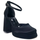 Beety 725 24KA Kadın Abiye Ayakkabı Siyah Saten - 1