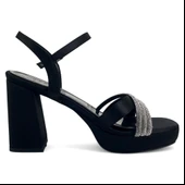 Beety 1018 1 25YA Kadın Abiye Ayakkabı Siyah Saten thumbnail 3