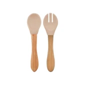 Eğitici Çocuk  Oyuncak   Mama Kaşığı ve Çatal Seti Bubble Beige - 1