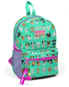 Coral High Kids Su Yeşili Neon Pembe Köpek Desenli Dört Bölmeli USBli Okul Sırt Çantası 23266 thumbnail 1