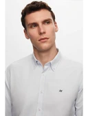 DS Damat Slim Fit Beyaz Oxford Düğmeli Yaka Kolay Ütülenebilir Nakış Detaylı Pamuklu Gömlek 4HC02ORT03265 thumbnail 2