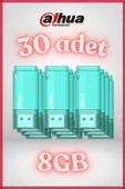 30 Adet 8GB Kapaklı USB Flash Bellek U126 Yeşil - 1