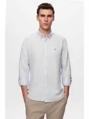 DS Damat Slim Fit Beyaz Oxford Düğmeli Yaka Kolay Ütülenebilir Nakış Detaylı Pamuklu Gömlek 4HC02ORT03265 thumbnail 1