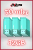 30 Adet 32GB Kapaklı USB Flash Bellek U126 Yeşil - 1