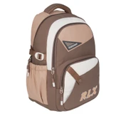 Relaxion Yeni Sezon Kalemlikli Kahverengi-Krem İthal Premium Okul Sırt Çanta 1510 - 2