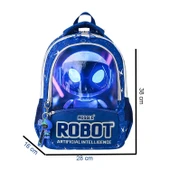 Muggle 3 Bölmeli Robot Okul Sırt Çantası Lacivert (MU-5904) thumbnail 2