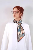 Walkenzo Geometrik At Desenli Modern Tasarım Kadın Kravat Fular thumbnail 4