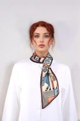 Walkenzo Geometrik At Desenli Modern Tasarım Kadın Kravat Fular thumbnail 3
