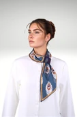 Walkenzo Tüy Desenli Çift Taraflı Kullanıma Uygun Kadın Kravat Fular thumbnail 3