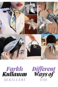 Walkenzo Sevimli Kedi Figürlü Çanta Bileklik Saç Çok Amaçlı Kadın Kelebek Fular - 4