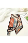 Walkenzo Geometrik At Desenli Modern Tasarım Kadın Kravat Fular thumbnail 6