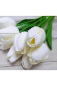 Yapay Islak 5 li Beyaz Lale EV Dekor Vazo Süsü thumbnail 2