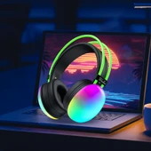 QASUL Disco Pulse Led Işık Ses Bluetooth V5.3 Kablosuz Kulak üstü Kulaklık thumbnail 6