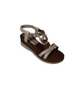 YAZKIŞ Kadın Siyah Ten Üzeri Çapraz Bantlı Taşlı Bileği Lastikli 5cm Dolgu Rahat Taban Sandalet thumbnail 3