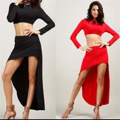 Tegan TP101337 Asimetrik Etek ve Uzun Kollu Büstiyer Takım - 1