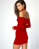 Tegan TP101314 Omuz Açık Uzun Kollu Mini Elbise - 6