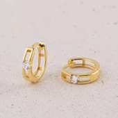 14 Ayar Tek Taş Halka Altın Küpe 1,43 gr - 3