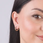 14 Ayar Altıgen Yanı Taşlı Halka Altın Küpe 3,60 gr - 5