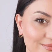 14 Ayar Taşlı Damla Halka Altın Küpe 2,67 gr - 4