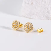 14 Ayar Altın Yuvarlak Taşlı Küpe 2,13 gr - 3