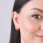 14 Ayar Tek Taş Halka Altın Küpe 1,43 gr - 5