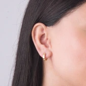 14 Ayar Modern Taşlı Halka Altın Küpe 2,79 gr - 4