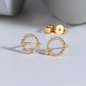 14 Ayar Ay Yıldız Taşlı Altın Küpe 1,11 gr thumbnail 2