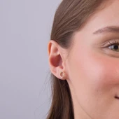 14 Ayar Ay Yıldız Taşlı Altın Küpe 1,11 gr thumbnail 4