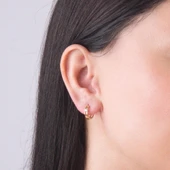 14 Ayar Tek Taş Halka Altın Küpe 1,43 gr - 4